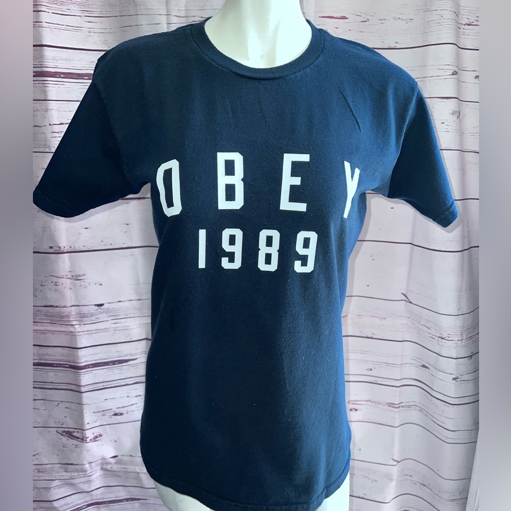 Obey navy tshirt. Size small.